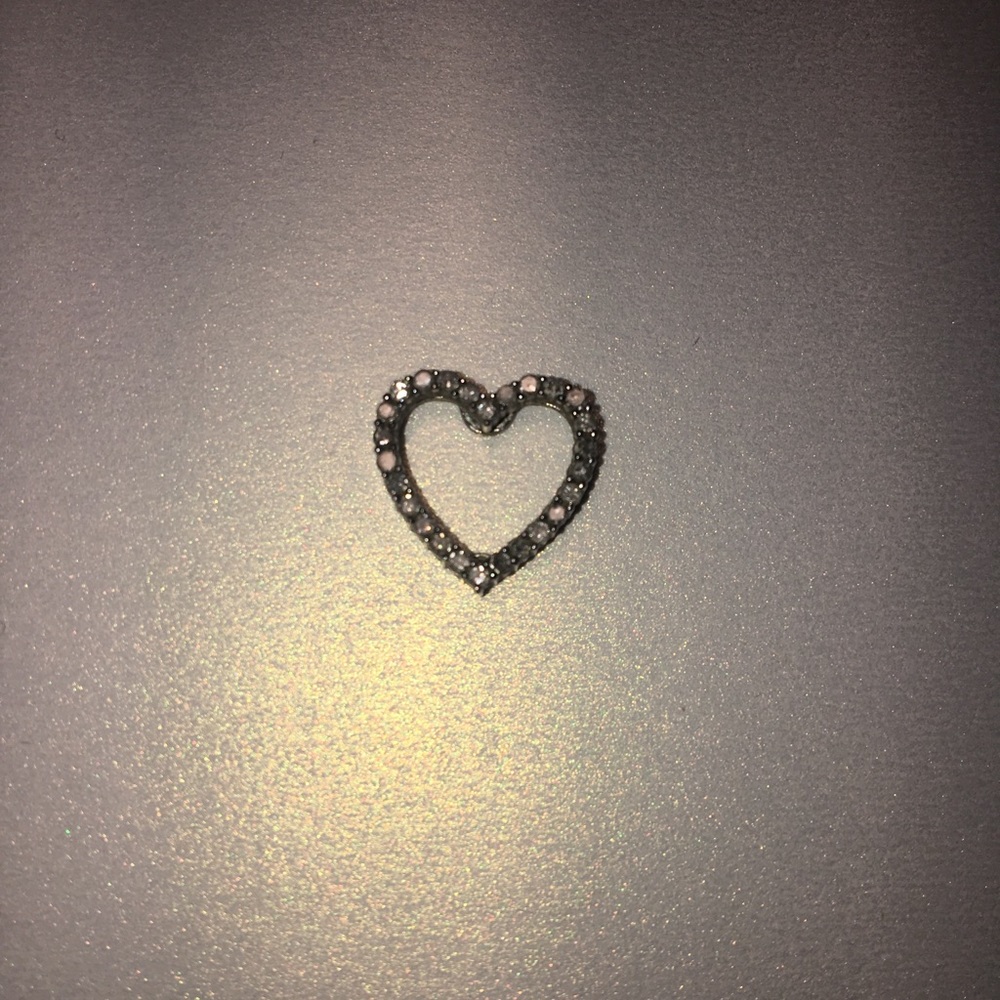 Sterling Silver Heart Necklace Pendant w/ Crystals